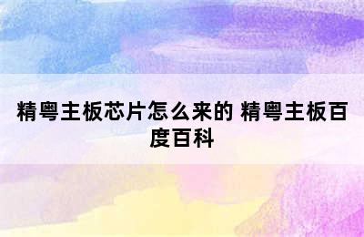 精粤主板芯片怎么来的 精粤主板百度百科